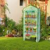 69x49x160cm Black Iron Pipe Pointed Mini Flower Stand With 4 Layers Of Grid, With Zipper Rolling Door, PE Cloth Green House(SAME AS99351374)