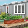 7.9' x 2' x 1' Galvanized Raised Garden Bed Kit, Metal Planter Box with Safety Edging, Brown