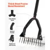 Lawn Aerator, 9.2 in Manual Core Aerator Tool with 15 Iron Spikes, Long Handle & Wide Plate, Heavy Duty Grass Aeration Tool