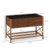 40" x 20" x 10" Galvanized Steel Raised Garden Bed, Metal Garden Bed with Storage Shelf, Dark Brown