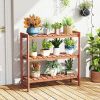 3-Tier Solid Wood Plant Stand with Slatted Shelves