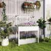 Elevated Garden Box with Greenhouse Cover, Raised Garden Bed with Legs and Drainage Hole for Vegetables, White