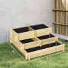 3 Tier Raised Garden Bed, Water Draining Fabric for Soil, Elevated Wood Flower Box for Vegetables, Herbs, Natural