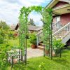 6.7' Metal Garden Arch, with Gate and Planter Boxes, Steel Arch Arbor, Water-Resistant, for Ceremony, Weddings, Dark Gray