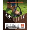Lawn Aerator, 9.2 in Manual Core Aerator Tool with 15 Iron Spikes, Long Handle & Wide Plate, Heavy Duty Grass Aeration Tool