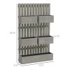 5 Box Raised Garden Bed w/ Trellis for Climbing Plants, Wall-Mounted Wood Planters w/ Drainage Holes, Gray