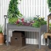 48" Raised Garden Bed Elevated Wooden Planter Box with Holes for Vegetables Herb Flowers Dark Gray