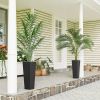 23.6 Inch Tall Planters for Outdoor Plants, Set of 2 Plastic Flower Pots with Drainage Holes, Black