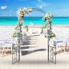 2-in-1 Garden Arbor with Gate - Latchable Double Doors+Side Trellis, Galvanized Metal, Black