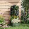Galvanized Planter Box, 24" x 24" x 11.75" Raised Garden Bed with Tomato Cage for Climbing Vines, Light Green