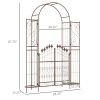 7' Metal Garden Arbor, Garden Arch with Gate, Fleur De Lis Motif, Latching Doors, Planter Shelves for Climbing Vines, Ceremony, Weddings, Party