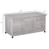 75 Gallon Deck Storage Box Wooden Outdoor Furniture Aerating Gap Weather-Resistant Gray