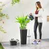 23.6 Inch Tall Planters for Outdoor Plants, Set of 2 Plastic Flower Pots with Drainage Holes, Black