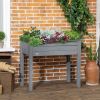 34" Elevated Garden Bed Dark Gray Wooden Planter Box with Drainage Holes for Vegetables Herbs Flowers Backyard Use