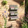 5 Box Raised Garden Bed w/ Trellis for Climbing Plants, Wall-Mounted Wood Planters w/ Drainage Holes, Gray