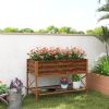 40" x 20" x 10" Galvanized Steel Raised Garden Bed, Metal Garden Bed with Storage Shelf, Dark Brown