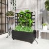Raised Garden Bed with Trellis and Wheels, Outdoor Planter Wooden Elevated Garden Bed for Garden, Patio, Balcony