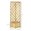 Wooden Raised Garden Bed, Planter with Trellis for Vine Climbing and Vegetables, Herbs and Flowers Growing, Natural