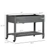 47" x 21" Raised Garden Bed Elevated Wooden Planter Box w/ Lockable Wheels, Storage Shelf for Backyard, Dark Gray