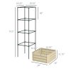 Galvanized Planter Box, 24" x 24" x 73.5" Raised Garden Bed with Tomato Cage for Climbing Vines, Cream