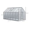 12' x 6' Aluminum Greenhouse, Polycarbonate Walk-in Garden Greenhouse Kit with Adjustable Roof Vent, Rain Gutter and Sliding Door, Silver