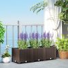 Plastic Raised Garden Bed, 4 x 1 x 1 ft Outdoor Flower Box with Drainage Holes for Vegetables, Herbs, Brown