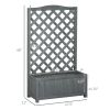 46" Wooden Planter with Trellis, Raised Garden Bed to Grow Vegetables, Herbs, Flowers for Backyard, Patio, Gray