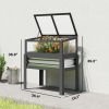 Raised Garden Bed with Flip-Up Mini Greenhouse, Elevated Planter Box with Legs and Bed Liner for Flowers, Vegetables