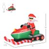 HOMCOM 7ft Christmas Inflatables Outdoor Decorations Santa Claus Driving a Snowmobile, Blow-Up Yard Christmas Decor with LED Lights Display