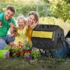 Compost Tumbler Bin Outdoor 360°Dual Chamber Rotating Composter 43 Gallon Yellow Black for Patio Garden Waste