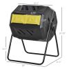 Compost Tumbler Bin Outdoor 360°Dual Chamber Rotating Composter 43 Gallon Yellow Black for Patio Garden Waste