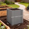 Raised Garden Bed Galvanized Planter Box Outdoor with Gloves for Gardening Vegetables, Flower, Herb, 1.4 x 1.4 x 1.5 ft, Gray