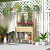 Wooden Raised Garden Bed with Trellis, Outdoor Planter Box with Storage Shelf for Vegetables, Flowers, Herbs