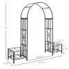 6.7' Metal Garden Arch, with Gate and Planter Boxes, Steel Arch Arbor, Water-Resistant, for Ceremony, Weddings, Dark Gray
