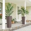32 Inch Tall Planters for Outdoor Plants, Set of 2 Plastic Flower Pots with Drainage Holes, Brown