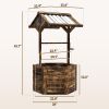 Wooden Wishing Well Planter, Raised Garden Bed with Galvanized Canopy, Hexagon Raised Flower Bed for Garden, Tan
