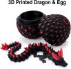 3D Printed Eggs with Dragon Inside, Articulated Animals Fidget Toy Cool Crystal 3D Print Dragon Toys Black Red