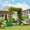 Garden Arch Trellis, 8 FT Tall Metal Plant Trellis Support with Climbing Net, Cucumber Trellis for Climbing Plants