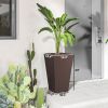24ft Tall Plastic Planters, Set of 3, with Drainage Hole, Rattan-Style, anti-crack, Outdoor & Indoor, for Office, patios, Brown