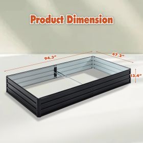 Outdoor Galvanized Raised Garden Bed Kit, Black Rectangle Planter For Vegetables, Fruits, And Herbs (Option: 8x4x1 FT)