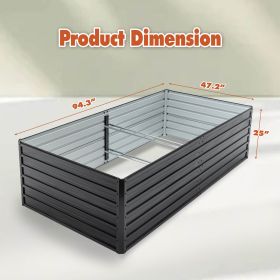Outdoor Galvanized Raised Garden Bed Kit, Black Rectangle Planter For Vegetables, Fruits, And Herbs (Option: Style2 8x4x2 FT)