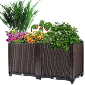 Raised Garden Bed With Self-watering System Rectangle Garden Planter For Garden Patio Balcony Elevated Planter Box For Flowers Vegetables Herbs (Option: 60x30x20cm)