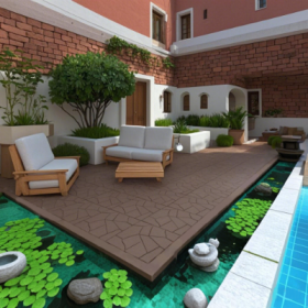 Plastic Interlocking Deck Tiles,44 Pack Patio Deck Tiles,12x12 Square Waterproof Outdoor All Weather Use, Outdoor And Indoor Patio Decking Tiles (Option: Style6)