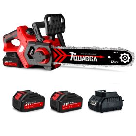 21V Powerful Brushless Chainsaw Ultimate Cordless Power Chain Saw For Wood Cutting, Tree Trimming More Battery Charger Included (Option: 21V RED)