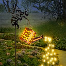 Solar Garden Lights Outdoor Decoration,Flower-shaped Lights Metal Solar Watering Can Lights Outdoor Waterproof (Option: 1Pcs)
