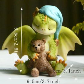 1pc Miniature Fairy Garden Figurines, Cute Resin Dragon Statue, Mini Dragon Reading Figurine, Mini Pink Dragon And Baby Statue, Fairy Garden Deco (Items: Dragon And Bear Doll)