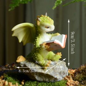 1pc Miniature Fairy Garden Figurines, Cute Resin Dragon Statue, Mini Dragon Reading Figurine, Mini Pink Dragon And Baby Statue, Fairy Garden Deco (Items: Dragon Reading On Stone)