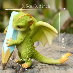 1pc Miniature Fairy Garden Figurines, Cute Resin Dragon Statue, Mini Dragon Reading Figurine, Mini Pink Dragon And Baby Statue, Fairy Garden Deco (Items: Drawing Dragon)