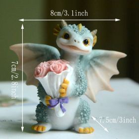 1pc Miniature Fairy Garden Figurines, Cute Resin Dragon Statue, Mini Dragon Reading Figurine, Mini Pink Dragon And Baby Statue, Fairy Garden Deco (Items: Dragon Bouquet)