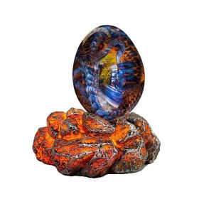 1 Set Lava Dragon Egg Crystal Transparent Resin Statue Luminous Dinosaur Eggs Souvenir Resin Craft Ornamental Home Decor Gifts (Ships From: CN, Color: blue-luminous base)